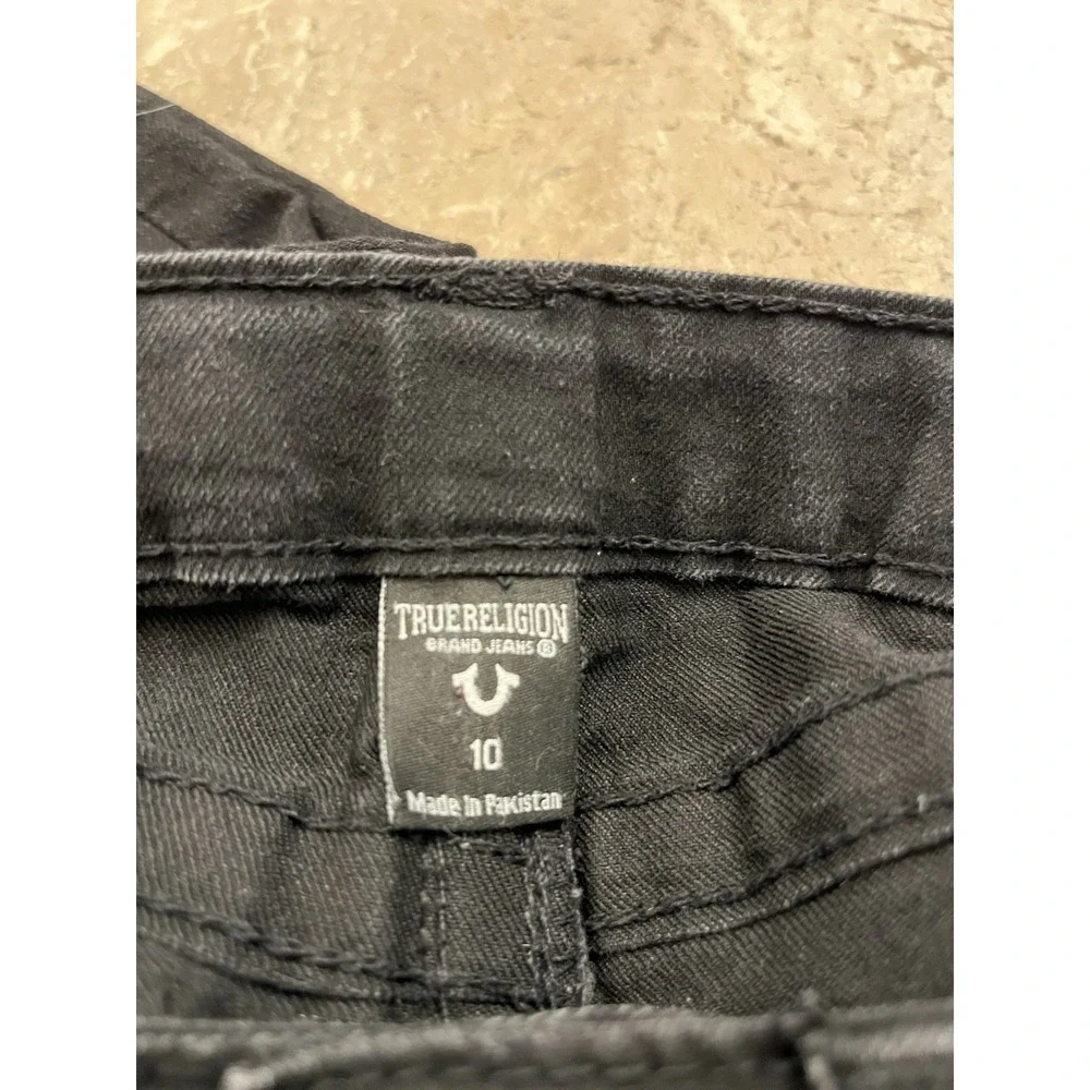 TRUE RELIGION Youth Jeans Black Gene Relaxed Slim Adjustable Waist Sz 10